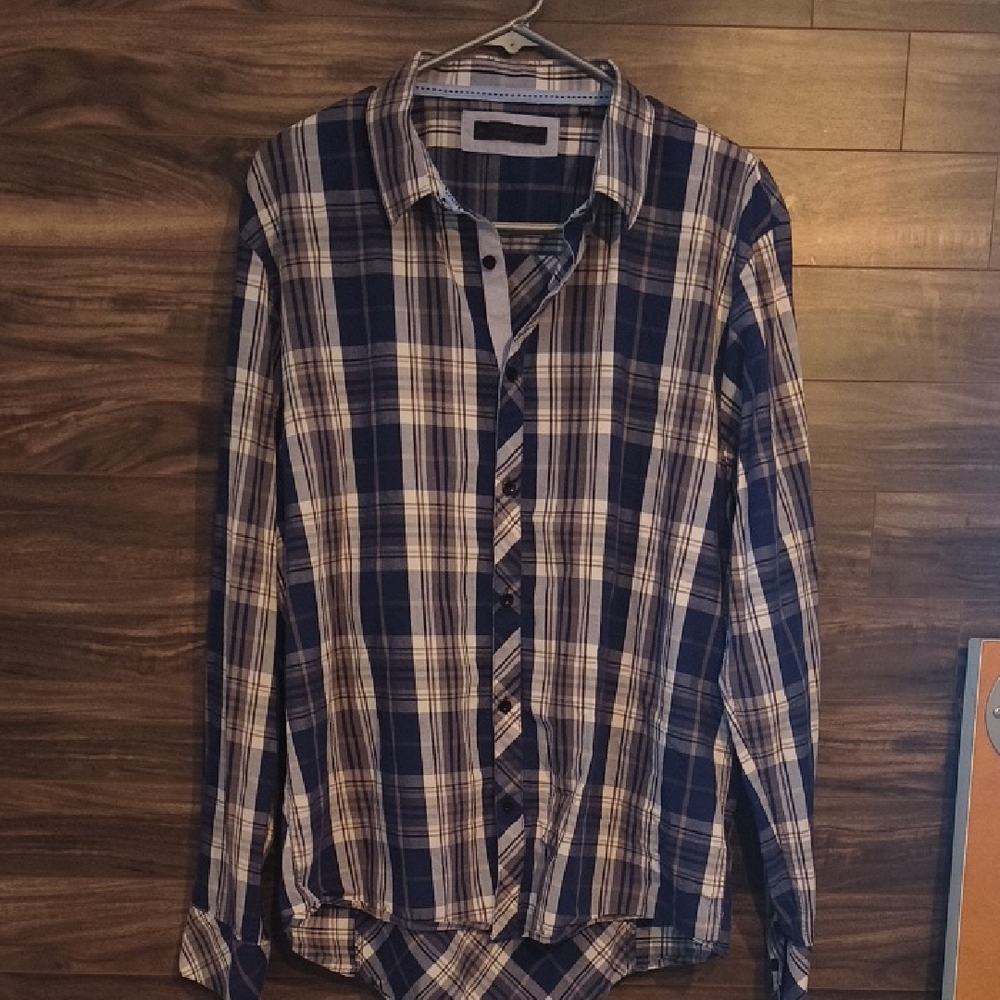 Jack & Jones Premium Men’s Plaid Shirt XXL - Blue & White 100% Cotton